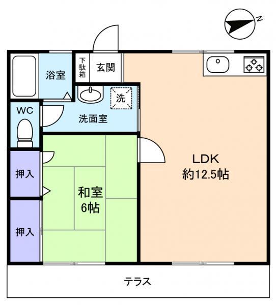 ラフィーヌヤマト(1LDK/1階)の間取り写真