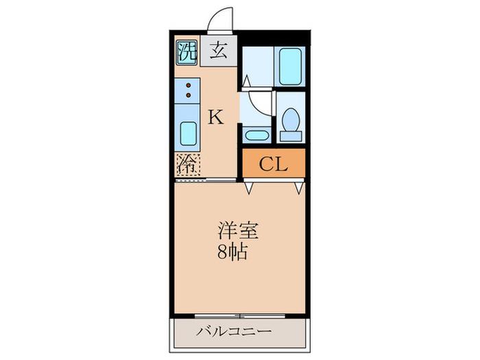ヴィラ月ノ輪(1K/2階)の間取り写真