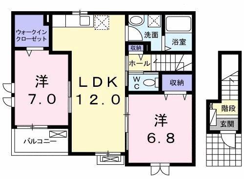 サンリットガーデン B(2LDK/2階)の間取り写真