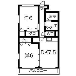 プロムナード23(2DK/2階)の間取り写真
