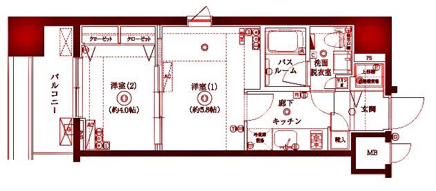 ZOOM横浜SQUARE(1DK/9階)の間取り写真