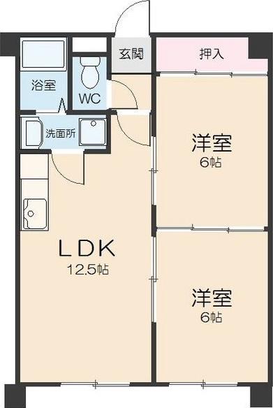 オオタかなれ川ハイツ(2LDK/1階)の間取り写真