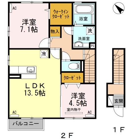 セラフィーナ(2LDK/2階)の間取り写真