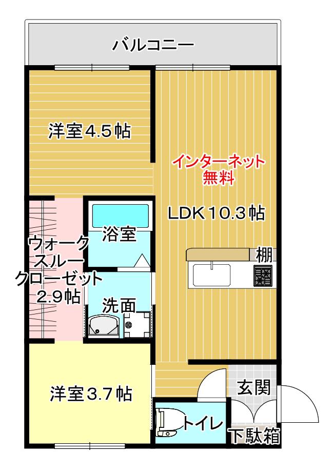 COCOIE(2LDK/1階)の間取り写真