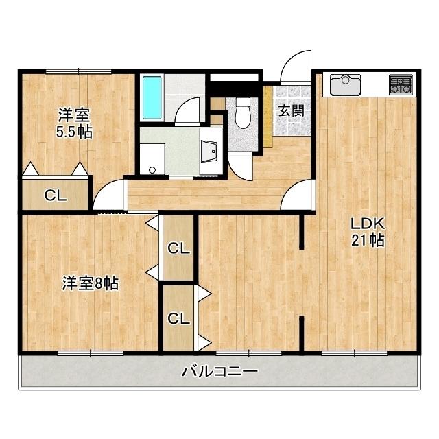 AVENIR大岩(2LDK/1階)の間取り写真