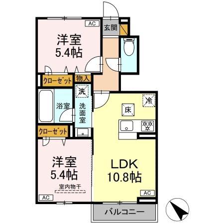 SAGINUMA GARDEN COURT SERENUS(2LDK/1階)の間取り写真