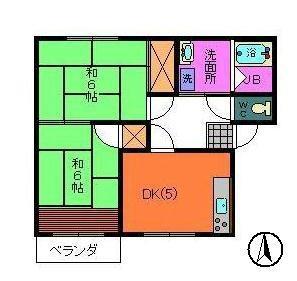 フレグランス室伏(2DK/1階)の間取り写真