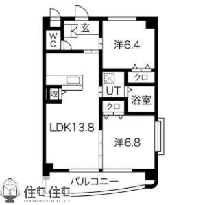 M・不動(2LDK/2階)の間取り写真