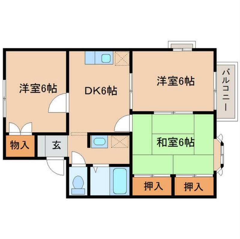 メンバーズタウンE棟(3DK/1階)の間取り写真
