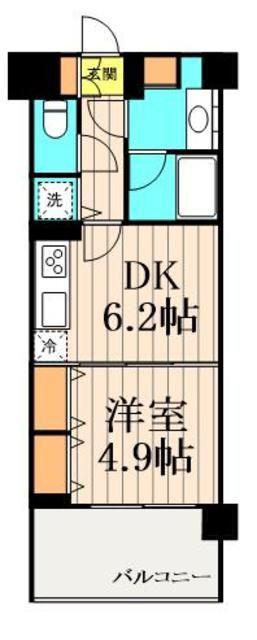T.OBLDG1ST(1DK/2階)の間取り写真