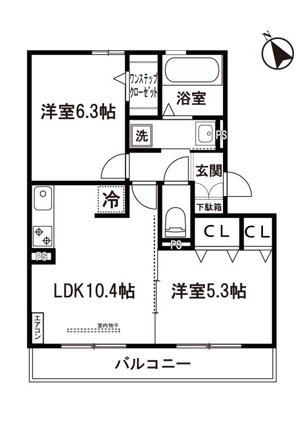 クレセントII(2LDK/3階)の間取り写真