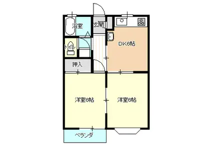 オリエント中富(2DK/2階)の間取り写真