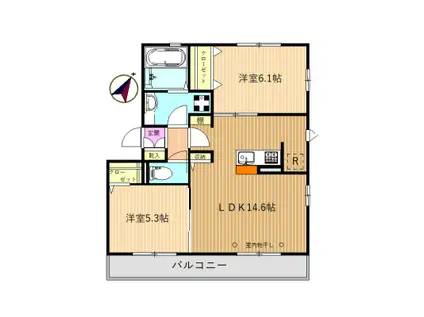 コーポバンブ(2LDK/3階)の間取り写真