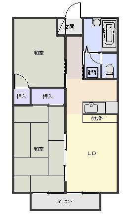 セジュール房I(2LDK/2階)の間取り写真