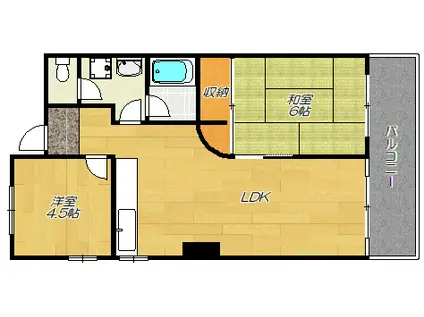 メゾン大邦国分(2LDK/3階)の間取り写真