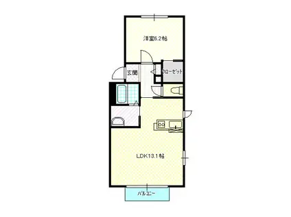 VAGUEII(1LDK/1階)の間取り写真