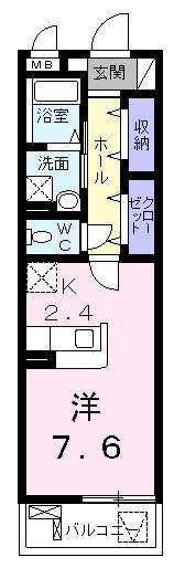 ルクレイル西桜(ワンルーム/1階)の間取り写真