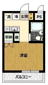 美沢野コート(1K/2階)の間取り写真