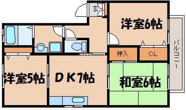 ワンズグレース成本(3DK/2階)の間取り写真
