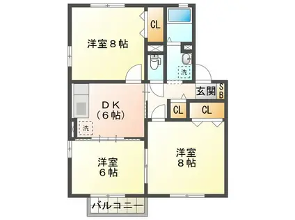 COMODO楠(3DK/2階)の間取り写真