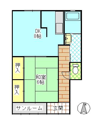 アルトハイツ(1DK/2階)の間取り写真