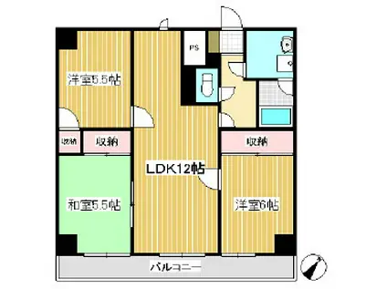 上田第一コーポ(3LDK/7階)の間取り写真