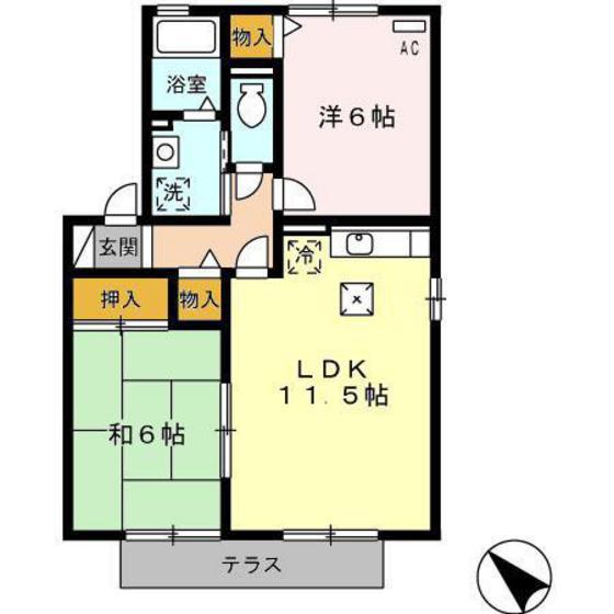 ピースインTOMOE(2LDK/1階)の間取り写真