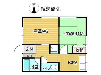 森田アパートB(2K/2階)の間取り写真
