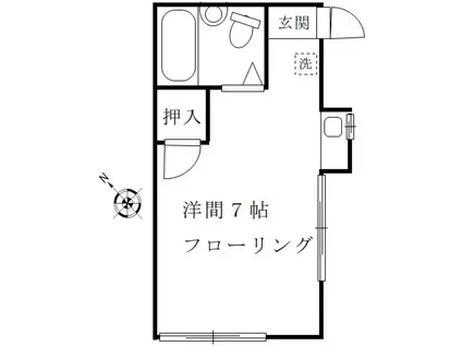 佐藤アパート 手無 礼無 2末退 30代迄 内洗 事業用 民泊不可(ワンルーム/1階)の間取り写真