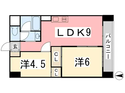 インタービレッジ西夢前台(2LDK/2階)の間取り写真