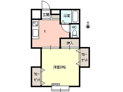 江口第一アパート(1K/2階)の間取り写真