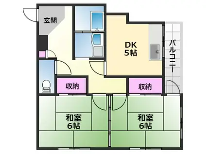 西川マンション(2DK/4階)の間取り写真