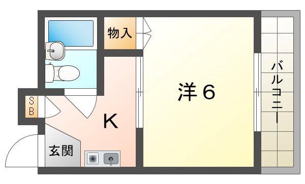 シャトー八坂(1K/2階)の間取り写真