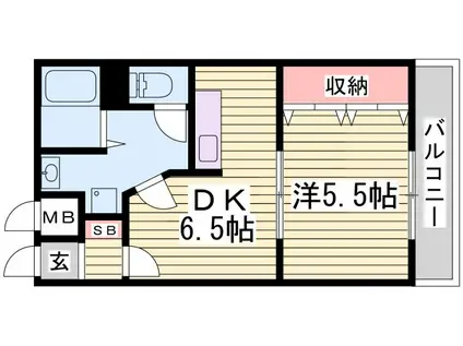 スタシオン(1DK/4階)の間取り写真