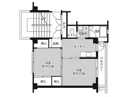 ビレッジハウス米田1号棟(2K/1階)の間取り写真