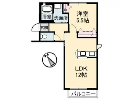 グランメール江波東(1LDK/2階)の間取り写真