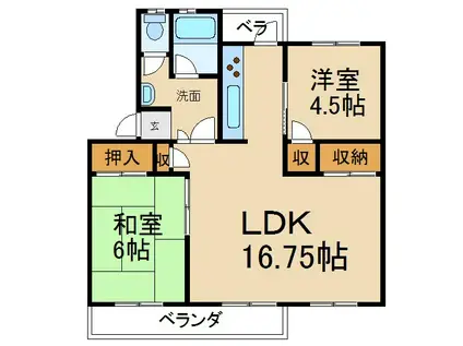 香里三井団地A10号棟(2LDK/4階)の間取り写真