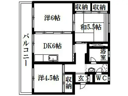 芳川マンション(3DK/4階)の間取り写真