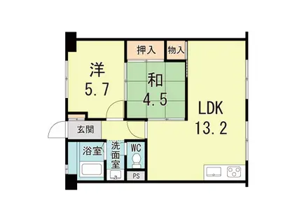 三貴マンション(2LDK/4階)の間取り写真