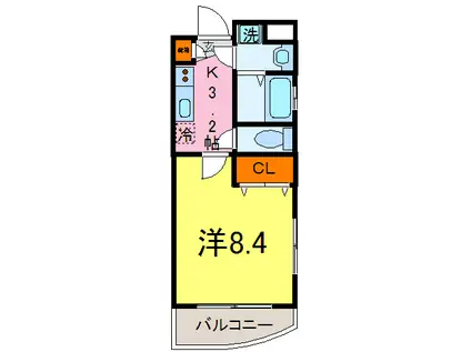 リバティ武蔵小杉(1K/1階)の間取り写真
