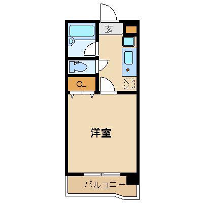 パークサイド(1K/1階)の間取り写真