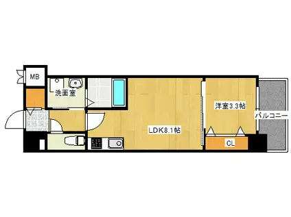 S-RESIDENCE天満町 BARK(1LDK/5階)の間取り写真