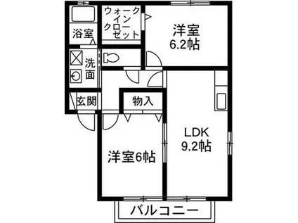 ヴィラシェーヌ I(2LDK/1階)の間取り写真