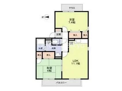 ニューリバーサイド八尾南(2LDK/2階)の間取り写真