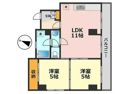 ヴィラ芝宮(2LDK/3階)の間取り写真