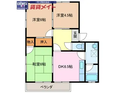 パークシティ五十鈴(3DK/1階)の間取り写真