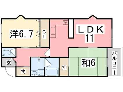 ビューハーモニー(2LDK/3階)の間取り写真