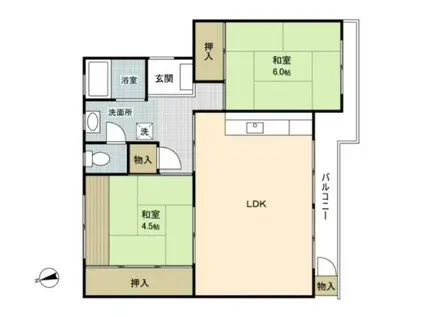 笹下台団地8-11(2LDK/4階)の間取り写真