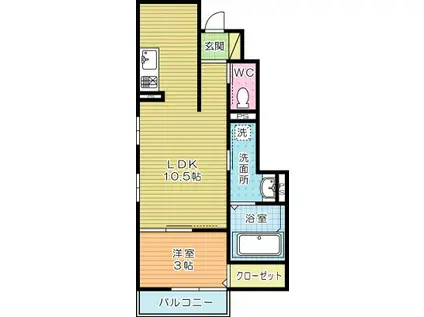 エスポワール泉台(1LDK/1階)の間取り写真