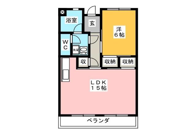 エスポワール長良(1LDK/4階)の間取り写真